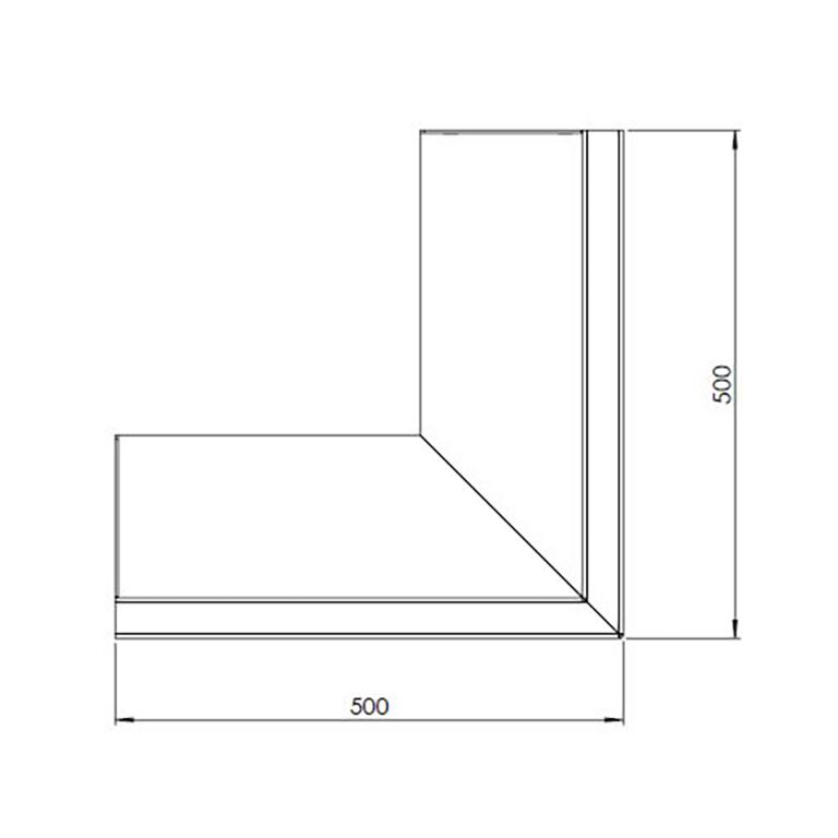 Cortenstaal keerwand buitenhoek 50 x 50 cm (hoogte 30 cm)