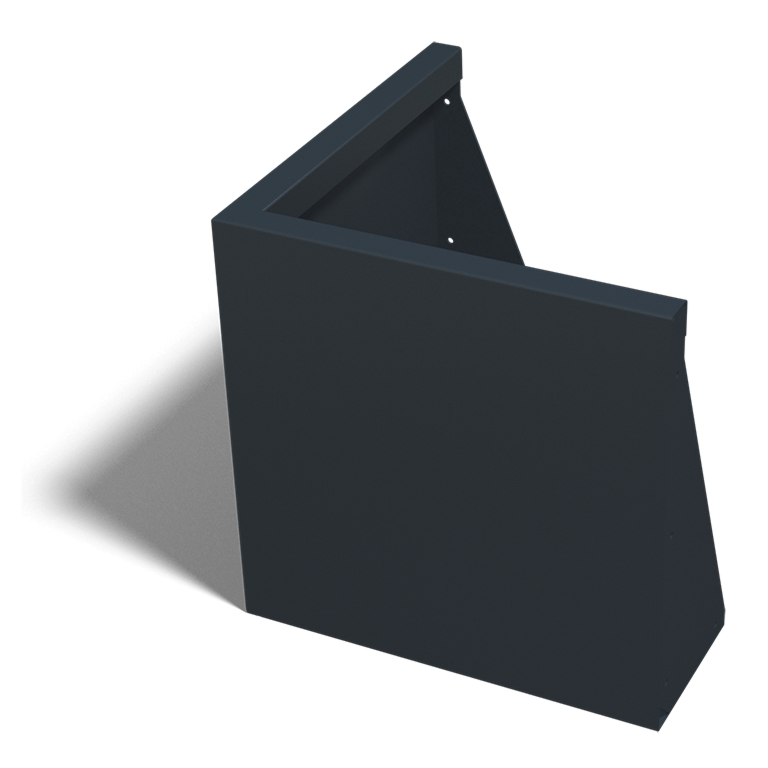 Gepoedercoat staal keerwand buitenhoek 500x500mm (hoogte 500mm)