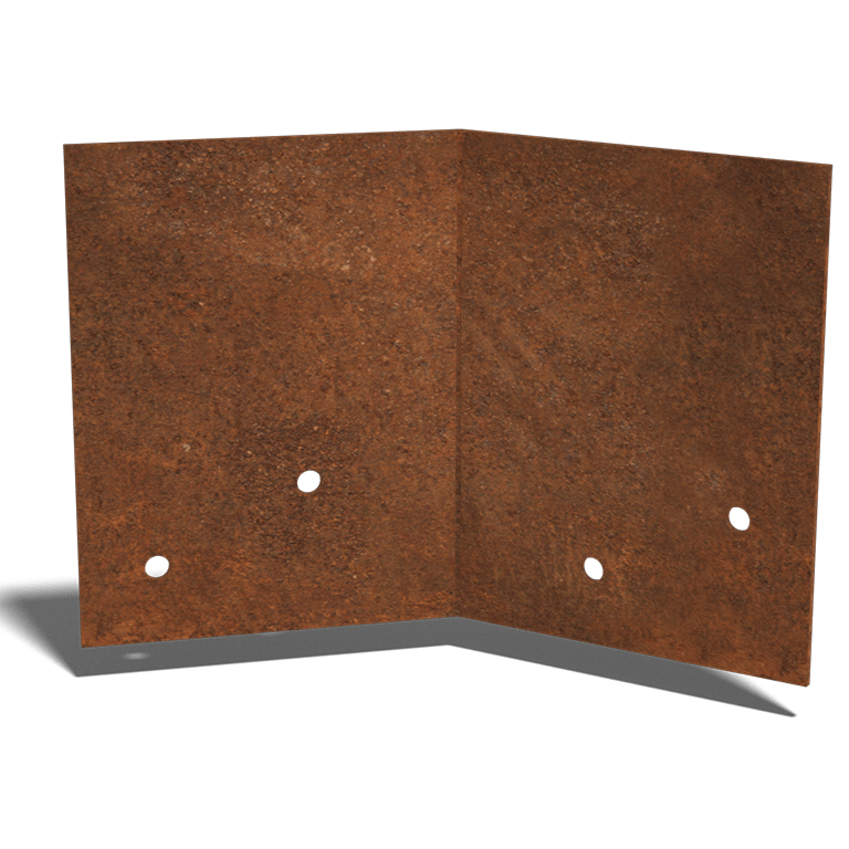 Cortenstaal koppelplaat 45º middel 22 - 25 cm