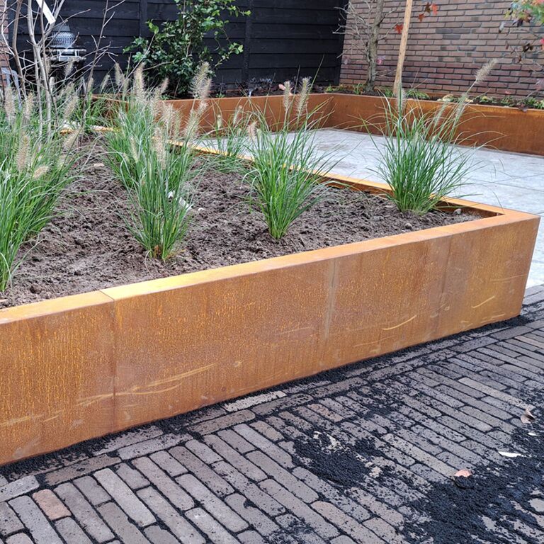 Cortenstaal keerwand recht 150 cm (hoogte 40 cm)