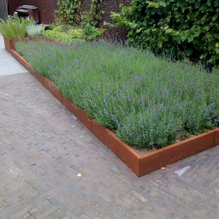 Cortenstaal keerwand recht 200 cm (hoogte 30 cm)