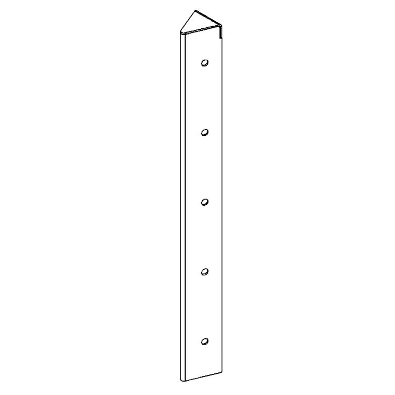 Gepoedercoat staal hoekstuk 45° 50 cm