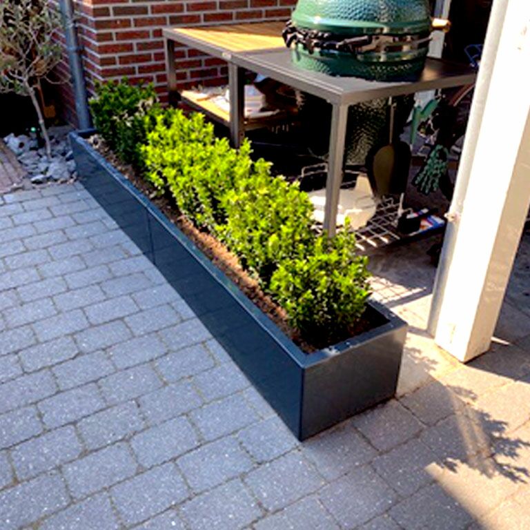 Gepoedercoat staal plantenbak Texas xxl 240 x 40 cm