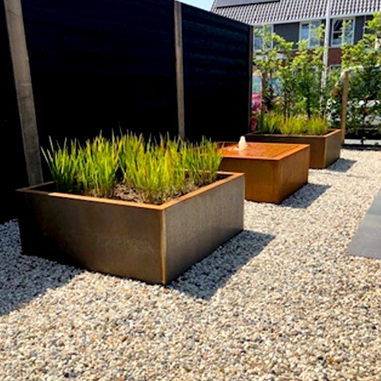 Cortenstaal gelaste plantenbak Montana 100 x 100 x 40 cm
