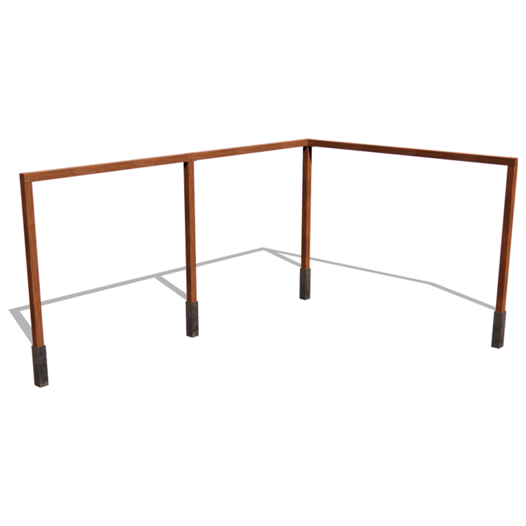 Cortenstaal pergola hoekopstelling 600 x 412 cm