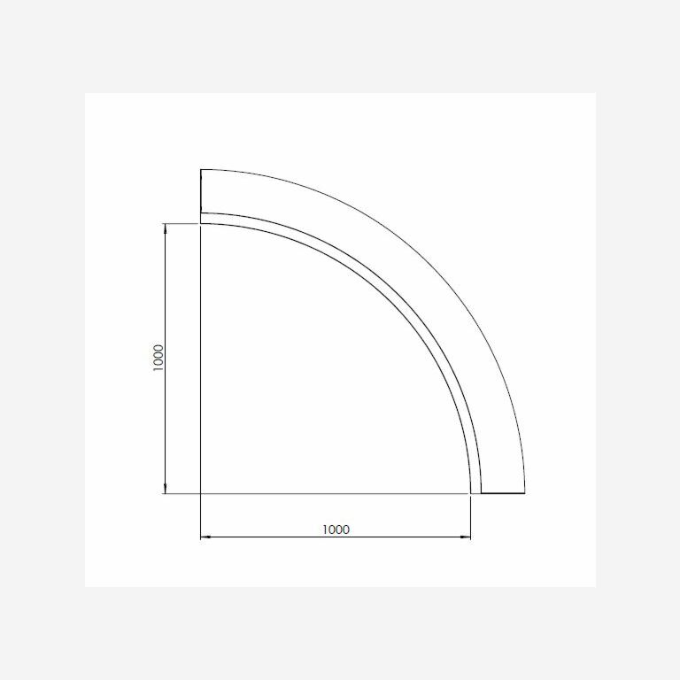 Cortenstaal keerwand binnenbocht 1000x1000mm (hoogte 500mm)