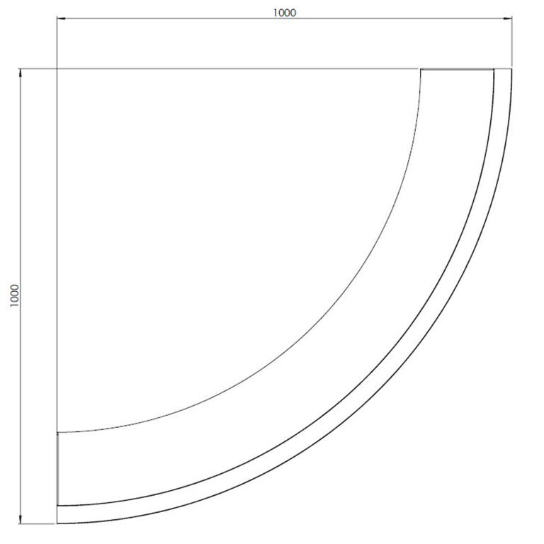 Cortenstaal keerwand buitenbocht 100 x 100 cm (hoogte 50 cm)