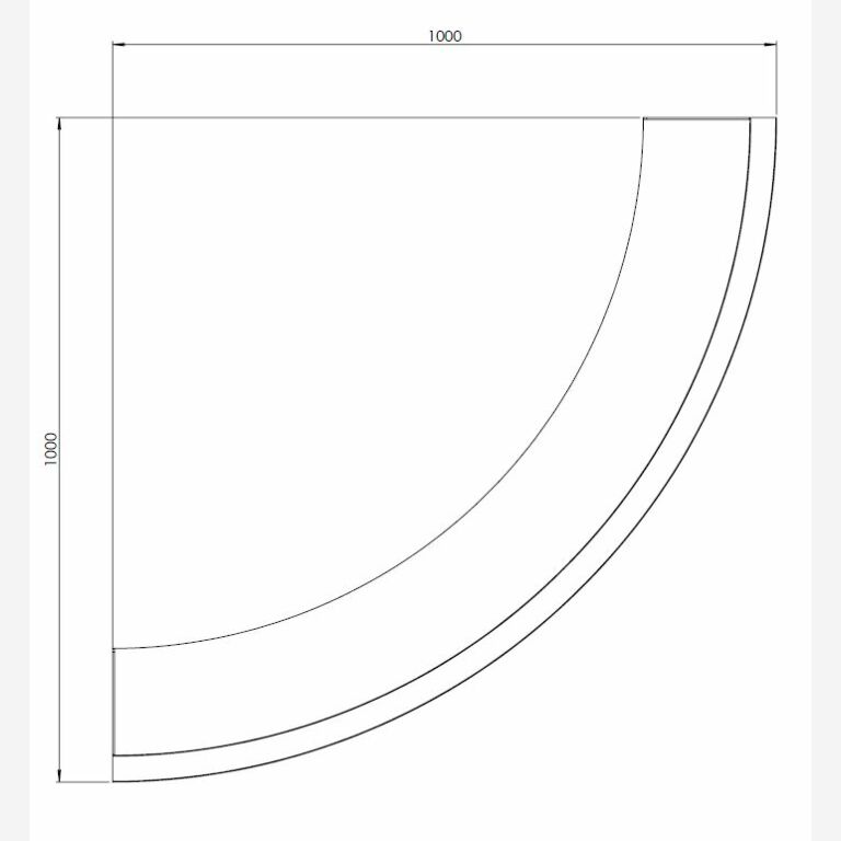 Gepoedercoat staal keerwand buitenbocht 1000x1000mm (hoogte 500mm)