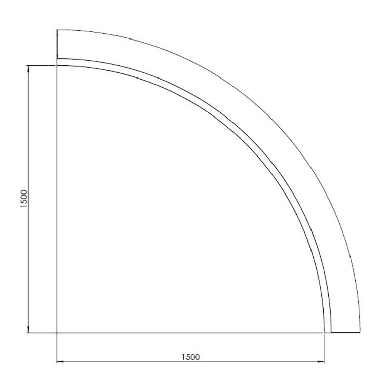 Gepoedercoat staal keerwand binnenbocht 150 x 150 cm (hoogte 30 cm)