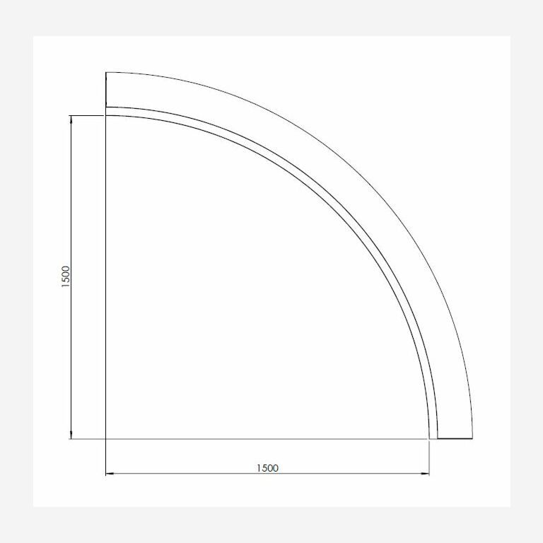 Cortenstaal keerwand binnenbocht 1500x1500mm (hoogte 600mm)