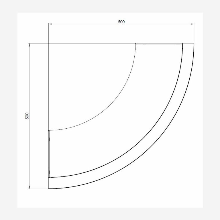 Gepoedercoat staal keerwand buitenbocht 500x500mm (hoogte 300mm)