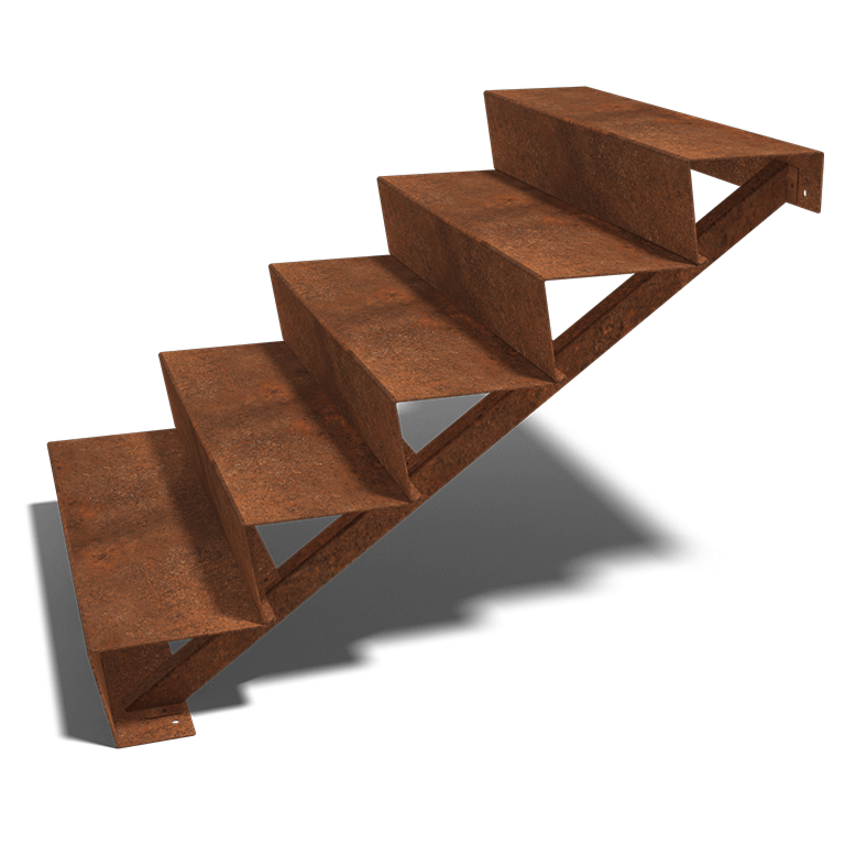Cortenstaal trap New York 5-trede (breedte 120 cm)