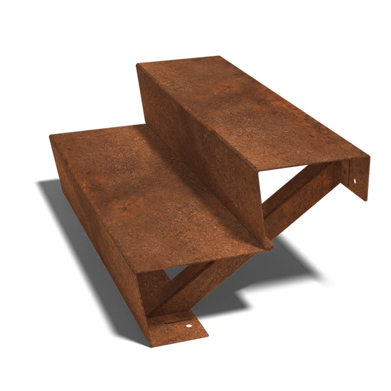 Cortenstaal trap New York 2-trede (breedte 80 cm)