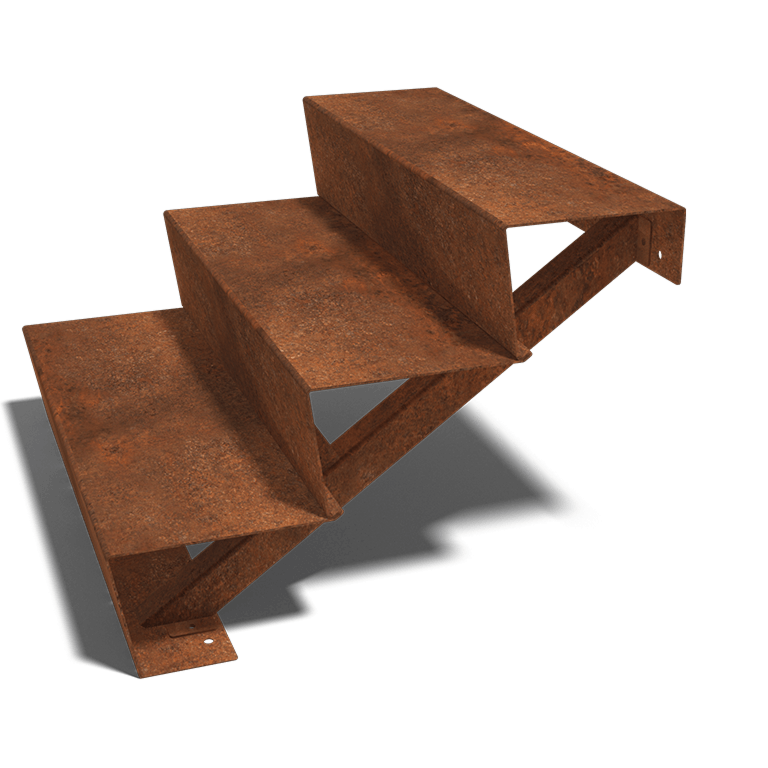 Cortenstaal trap New York 3-trede (breedte 120 cm)
