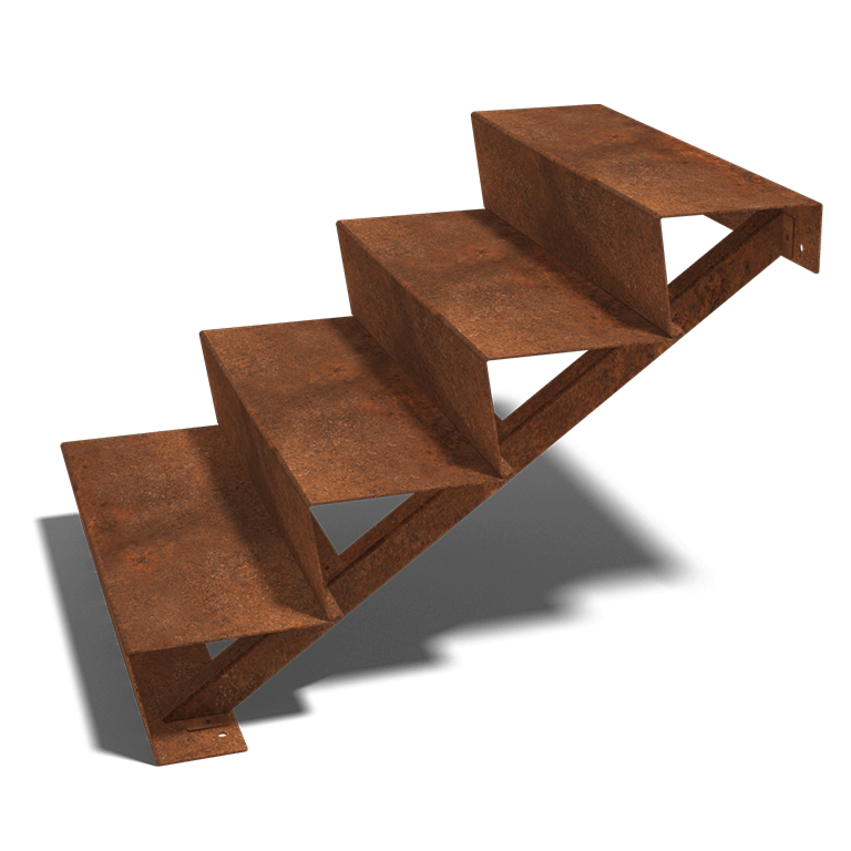 Cortenstaal trap New York 4-trede (breedte 80 cm)