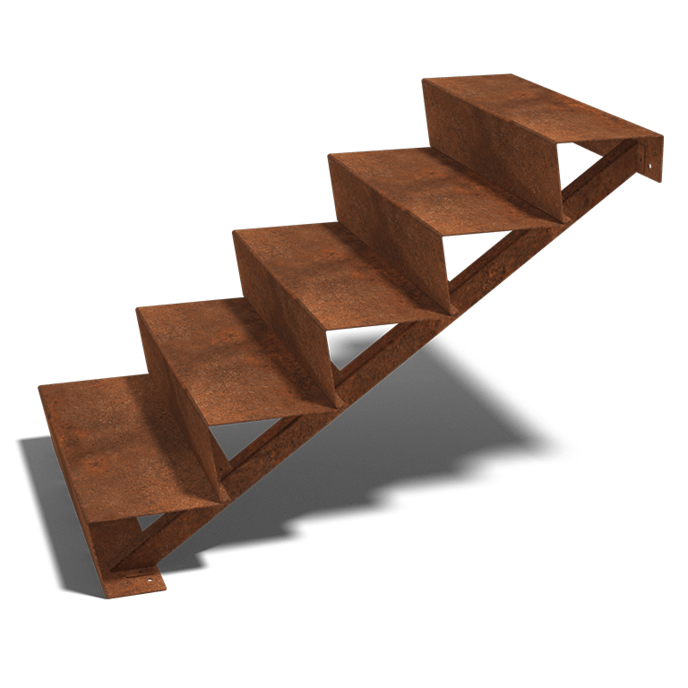 Cortenstaal trap New York 5-trede (breedte 100 cm)