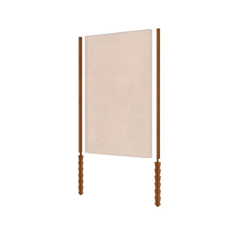 Cortenstaal staander recht met grondpin 190 x 6 x 3 cm