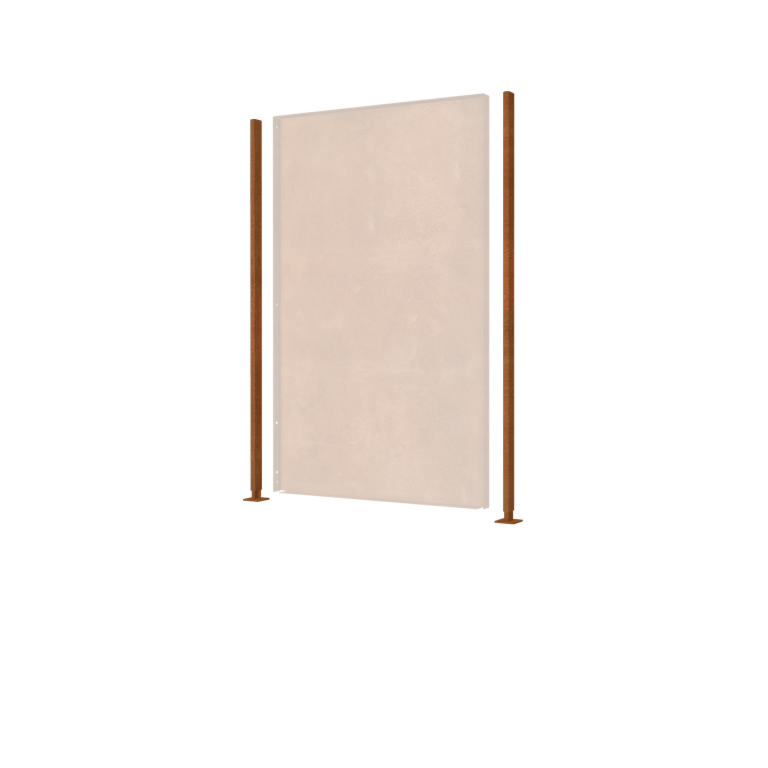 Cortenstaal paal recht met voetplaat 190 x 6 x 3 cm