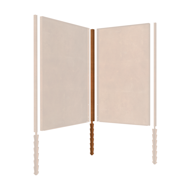 Cortenstaal paal hoek met grondpin 190 x 6 x 6 cm