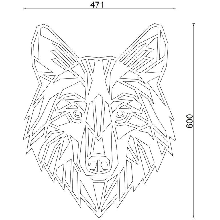 Metalen wanddecoratie Wolf 1.0