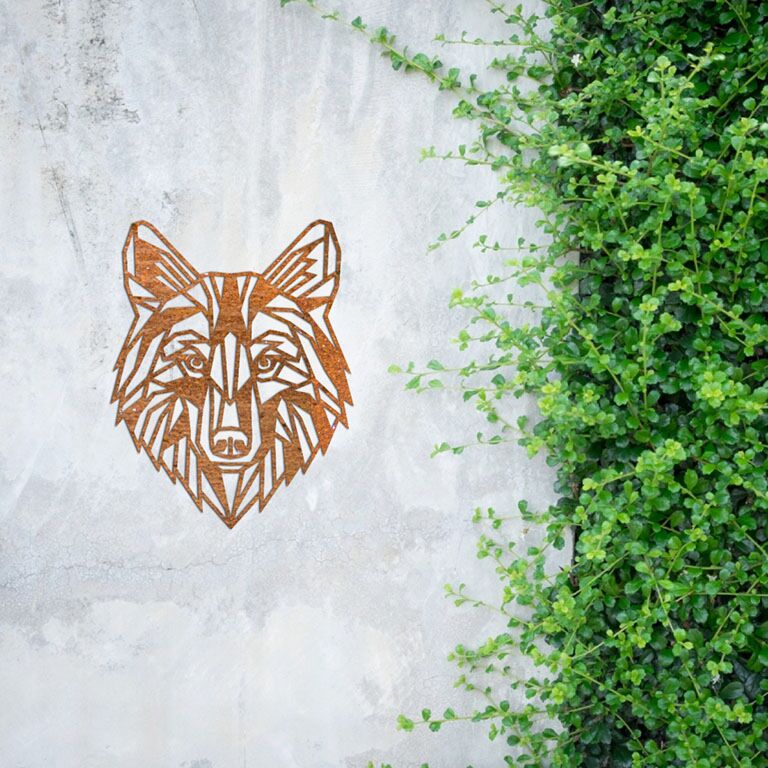Cortenstaal wanddecoratie Wolf 1.0