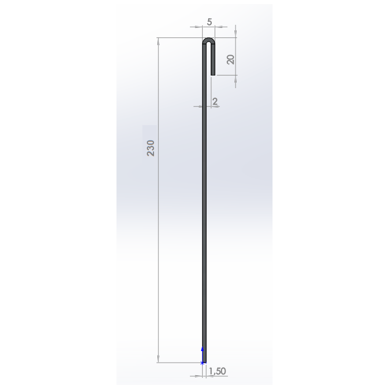 Cortenstaal kantopsluiting geplet 230mm complete set per 15 meter