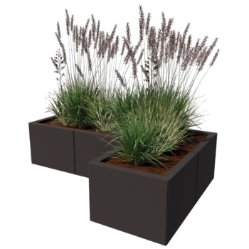 Stalen plantenbak - L-vorm - 120 x 80 x 30 cm - RAL9005 mat (zwart) - Zonder bodemplaat