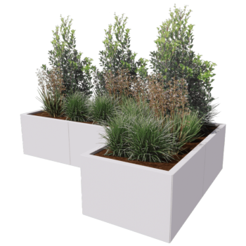 Stalen plantenbak - L-vorm - 180 x 120 x 30 cm - RAL9005 mat (zwart) - Zonder bodemplaat