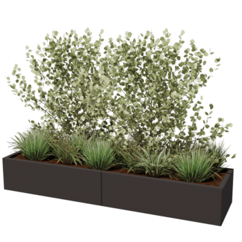 Stalen plantenbak XXL - Rechthoek - 200 x 50 x 50 cm - Andere RAL kleur - Met bodemplaat