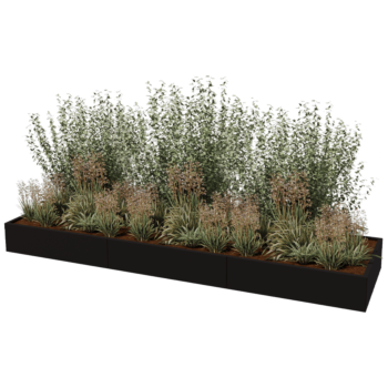 Stalen plantenbak XXL - Rechthoek - 360 x 100 x 60 cm - RAL9005 mat (zwart) - Zonder bodemplaat