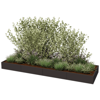 Stalen plantenbak XXL - Rechthoek - 400 x 120 x 80 cm - RAL9010 mat (wit) - Met bodemplaat