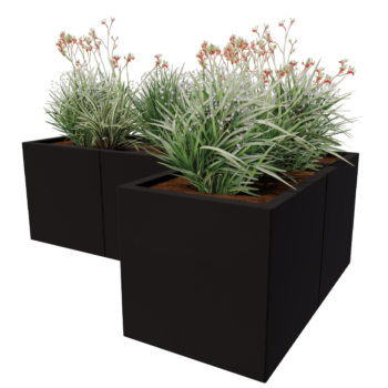 Stalen plantenbak - L-vorm - 150 x 100 x 50 cm - Andere RAL kleur - Zonder bodemplaat