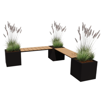 Stalen plantenbak - Vierkant - Hoekopstelling - 221,2 x 221,2 x 50 cm - Andere RAL kleur - Met bodemplaat - Met bankje