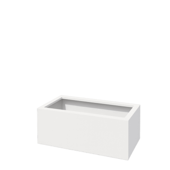 Stalen plantenbak - Rechthoek - 80 x 40 x 30 cm - RAL9010 mat (wit) - Met bodemplaat