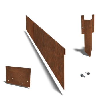 Cortenstaal borderrand geplet 13 cm complete set per 24 meter