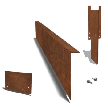 Cortenstaal borderrand gezet 22 cm complete set per 15 meter