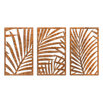 Cortenstaal wanddecoratie - Varens 3-delig Large - 100 x 188,7 cm