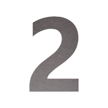 RVS huisnummer 2 - 52,3 x 80 cm - Geborsteld