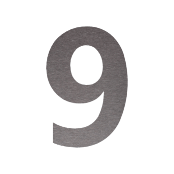 RVS huisnummer 9 - 20,2 x 30 cm - Geborsteld