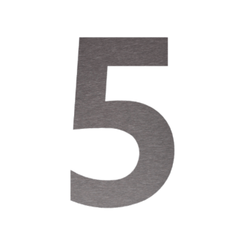 RVS huisnummer 5 - 9,2 x 15 cm - Zelfklevend