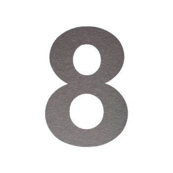 RVS huisnummer 8 - 10,3 x 15 cm - Zelfklevend