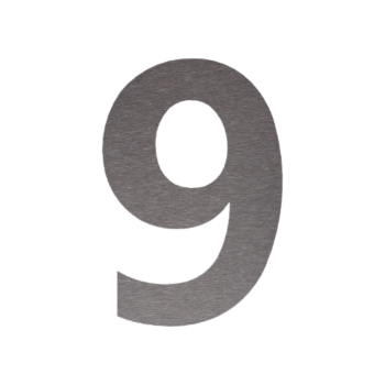 RVS huisnummer 9 - 10 x 15 cm - Zelfklevend