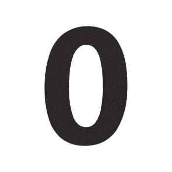 RVS huisnummer 0 - 10,4 x 15 cm - RAL9005 fijn structuur (zwart)