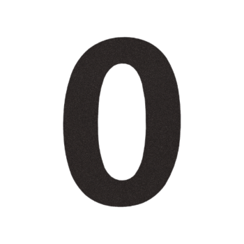 RVS huisnummer 0 - 20,4 x 30 cm - RAL9005 fijn structuur (zwart)