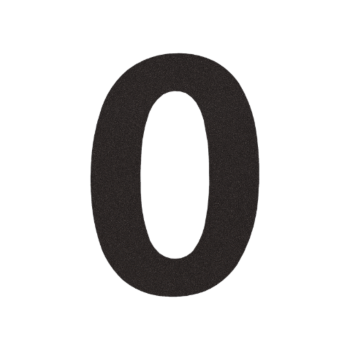 RVS huisnummer 0 - 34,6 x 50 cm - RAL9005 fijn structuur (zwart)