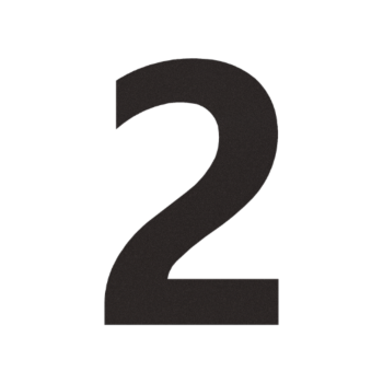 RVS huisnummer 2 - 52,3 x 80 cm - RAL9005 fijn structuur (zwart)