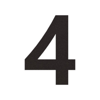 RVS huisnummer 4 - 38,9 x 50 cm - RAL9005 fijn structuur (zwart)