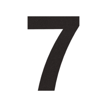 RVS huisnummer 7 - 10,5 x 15 cm - RAL9005 fijn structuur (zwart)