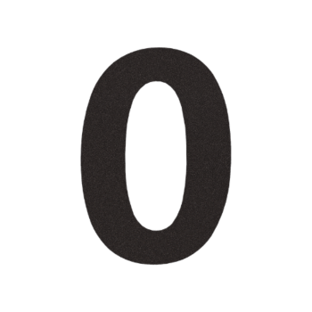 RVS huisnummer 0 - 10,4 x 15 cm - RAL9005 fijn structuur (zwart) - Zelfklevend