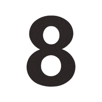 RVS huisnummer 8 - 10,3 x 15 cm - RAL9005 fijn structuur (zwart) - Zelfklevend